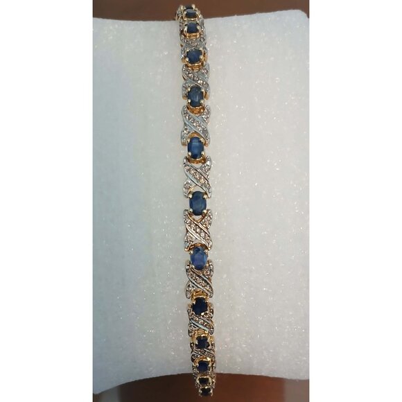 Sapphire Diamond 14k Yellow Gold Heirloom Bracelet - Picture 4 of 10